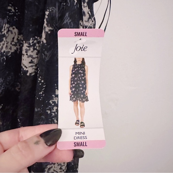 Joie Baltic Dress Pleated Shift Mini Sleeveless Navy Abstract Floral - Picture 4 of 9